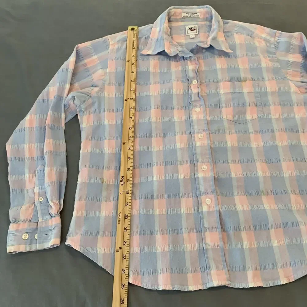 Cruel‎ Girl Shirt Womens XL Pink Blue Plaid Long Sleeve Western Casual Button Up